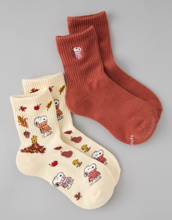 Pre ordena-AE Snoopy Graphic Cropped Crew Socks 2-Pack