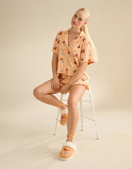 Pre ordena-AE Luxe Plush Snoopy Button-Up PJ Set