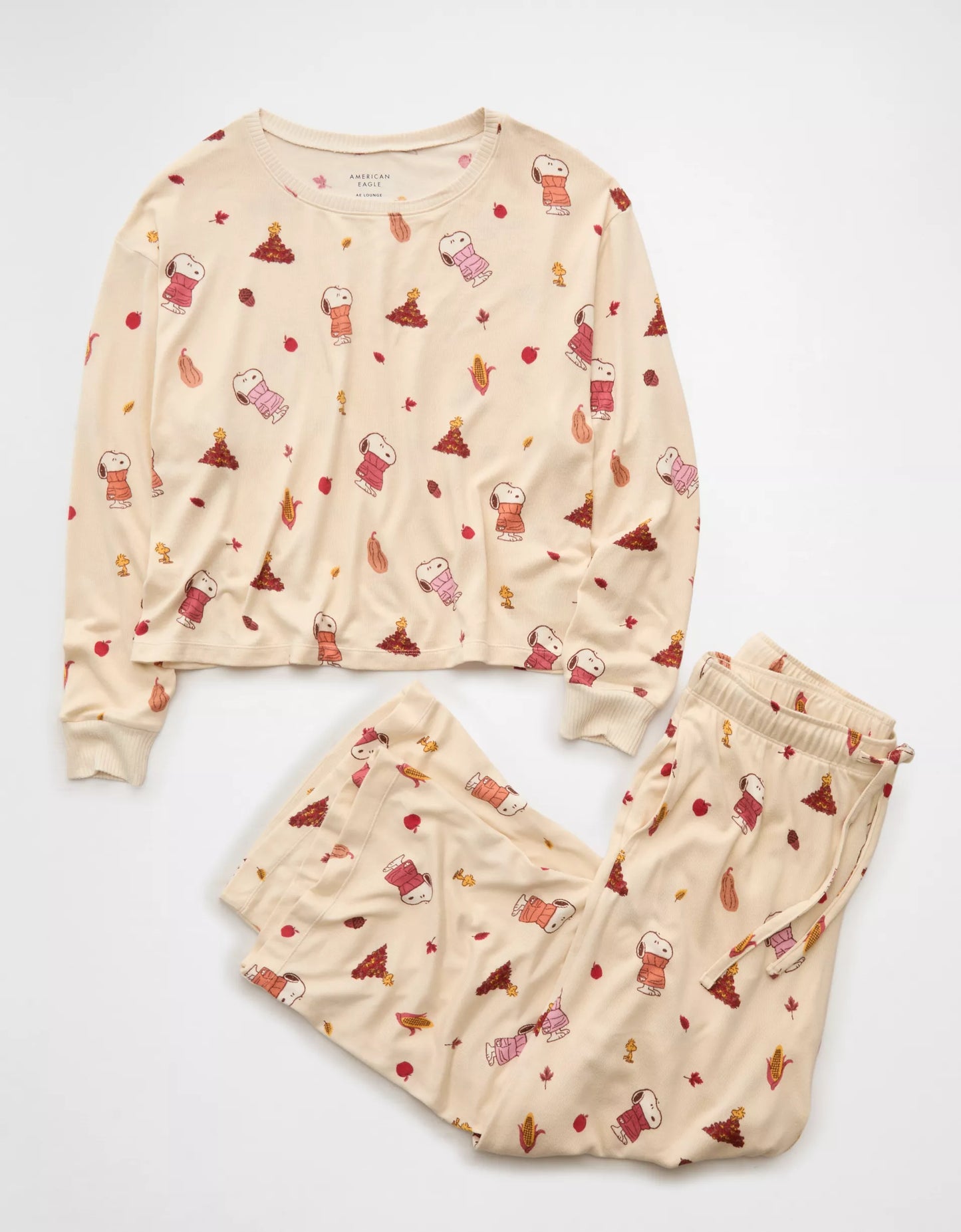 Pre ordena-AE Luxe Plush Snoopy Long Sleeve + Pant PJ Set