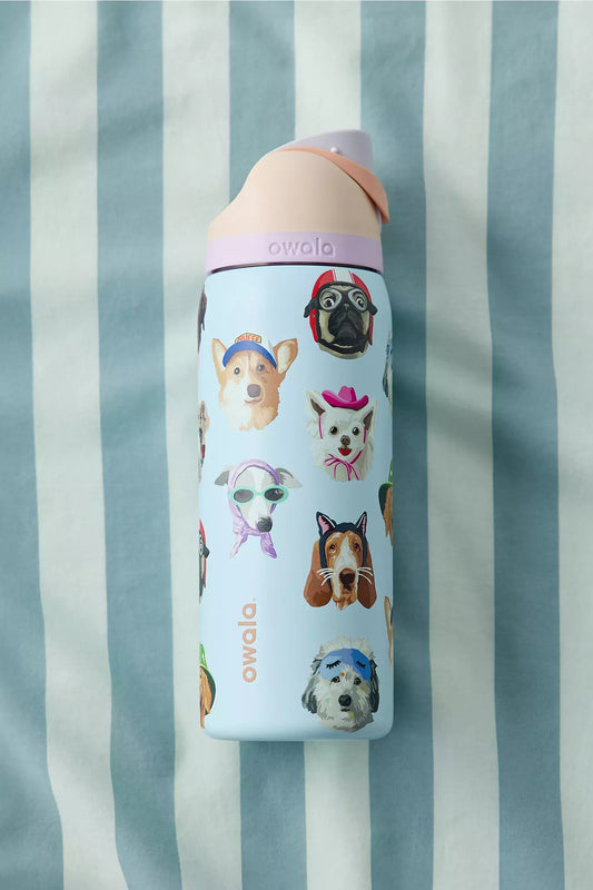 Pre ordena-Owala UO Exclusive Dog Collage FreeSip 32 oz Water Bottle