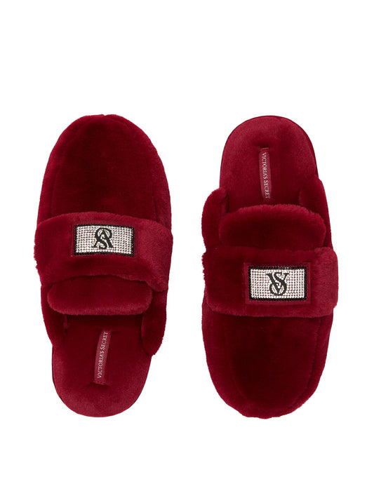 PRE ORDENA- VICTORIAS SECRET- Pantuflas Luxe Plush Shine Patch Slide