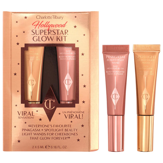 PRE ORDENA-Charlotte Tilbury Mini Hollywood Superstar Beauty Highlighter Wand Duo Gift Set