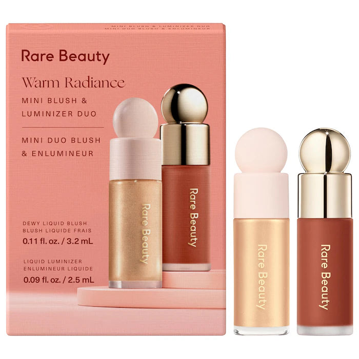 PRE ORDENA-Rare Beauty by Selena Gomez Mini Warm Radiance Blush & Luminizer Duo Makeup Gift Set