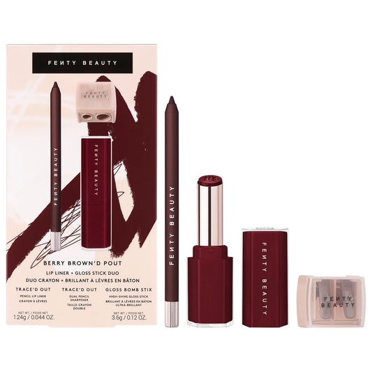 Envio inmediato-Fenty Beauty by Rihanna Berry Brown'd Pout Lip Liner + Gloss Stick Duo