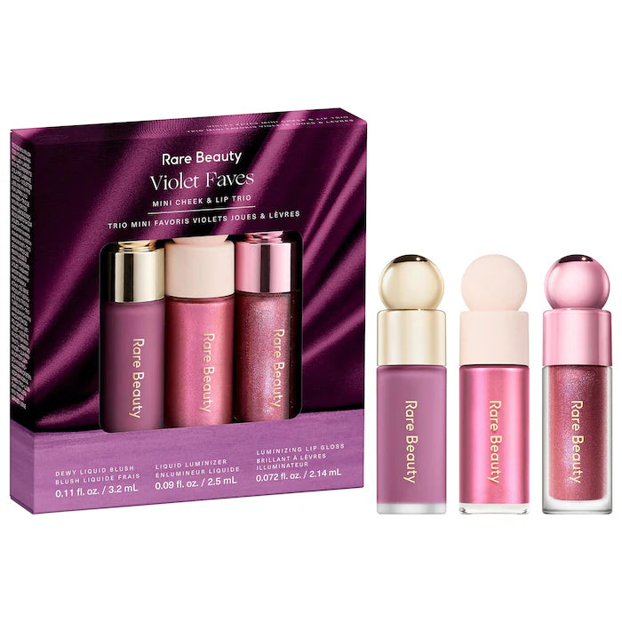 Pre ordena-Rare Beauty by Selena Gomez Violet Faves Mini Cheek and Lip Trio Makeup Gift Set
