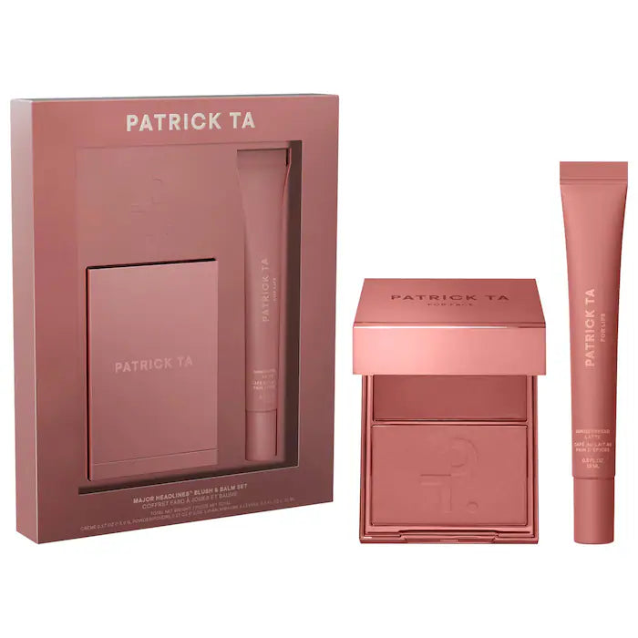 Pre ordena-PATRICK TA Major Headlines Double-Take Crème & Powder Blush Duo & Lip Balm Makeup Gift Set