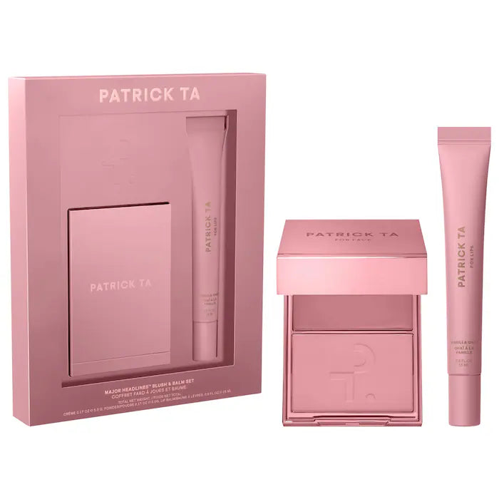 Pre ordena-PATRICK TA Major Headlines Double-Take Crème & Powder Blush Duo & Lip Balm Makeup Gift Set