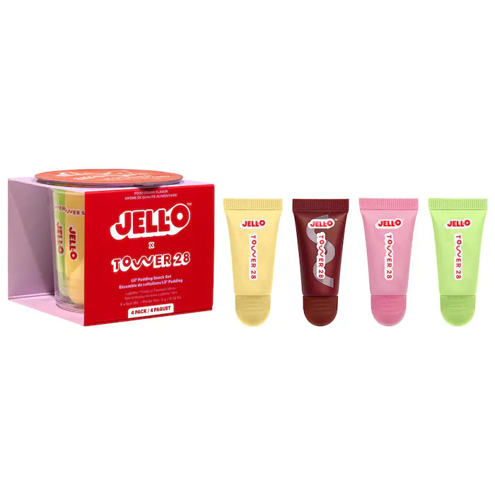 Pre ordena-Tower 28 Beauty JELL-O™ X TOWER 28 Lil' Pudding Mini Lip Softie Gift Set